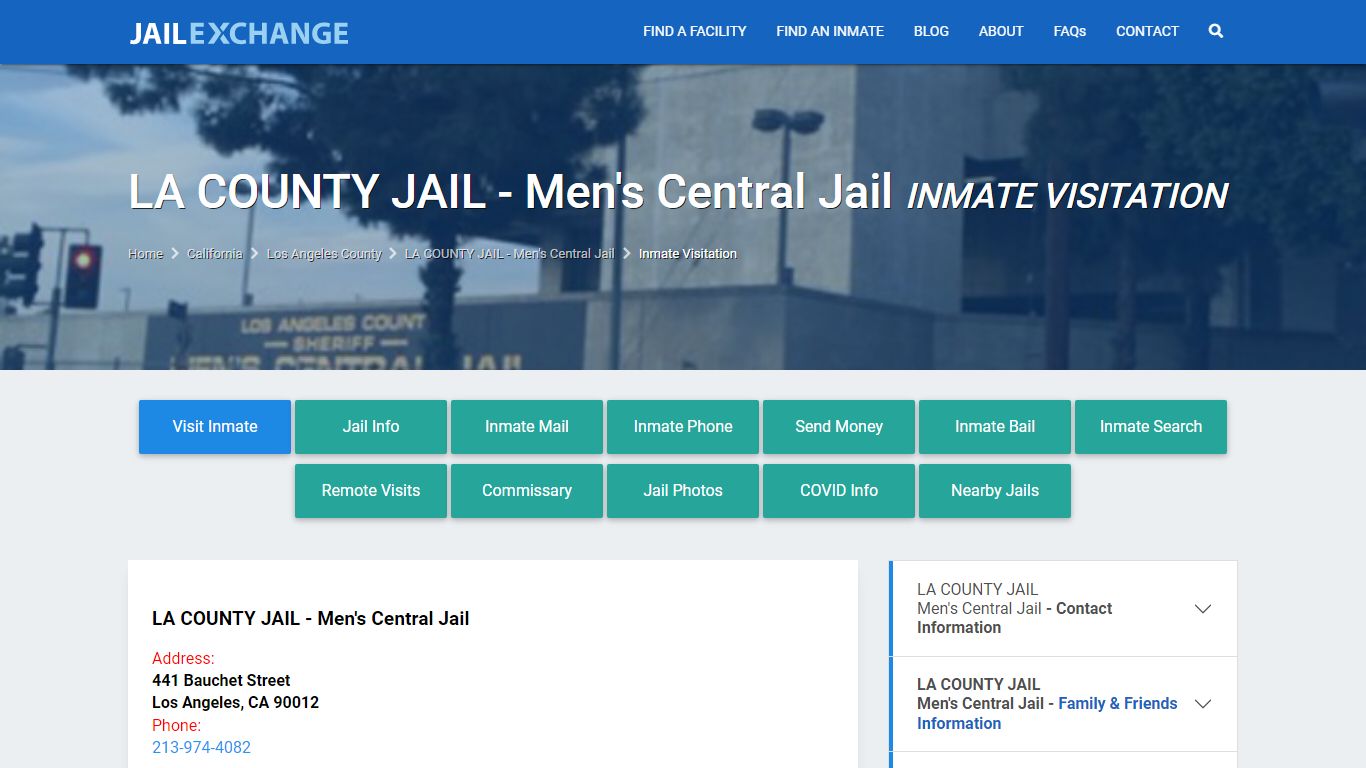 LA COUNTY JAIL - Men's Central Jail Inmate Visitation - JAIL EXCHANGE